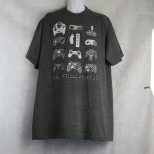 Hard Ten Men's Cotton Mix Short Sleeve T-Shirt, Gray Video Game Controllers, 4XL